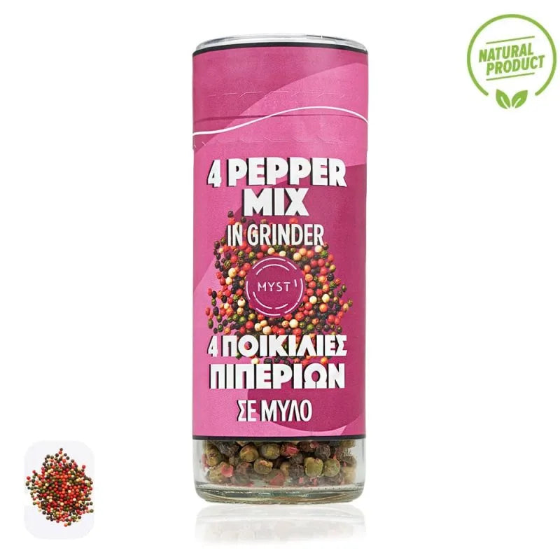 Fyra sorters peppar i kvarn