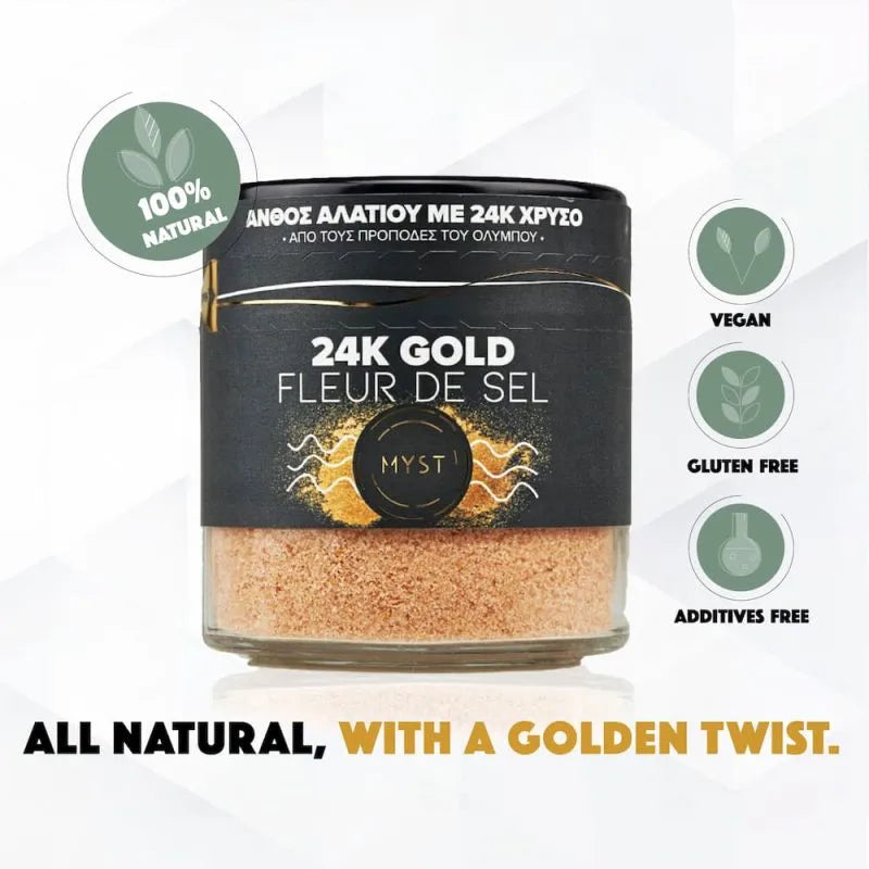 Saltblomma med 24K Ätbart Guld