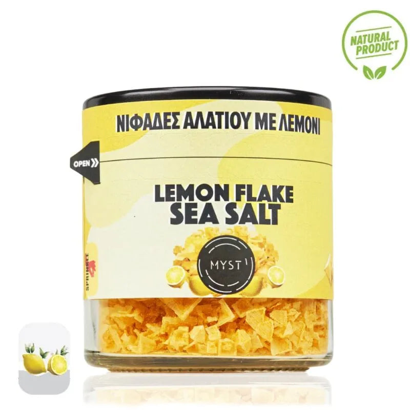 Gula pyramidformade havssaltflingor (Torkad citron)