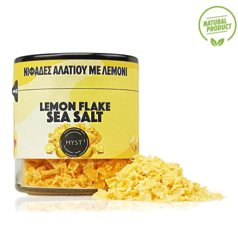 Gula pyramidformade havssaltflingor (Torkad citron)