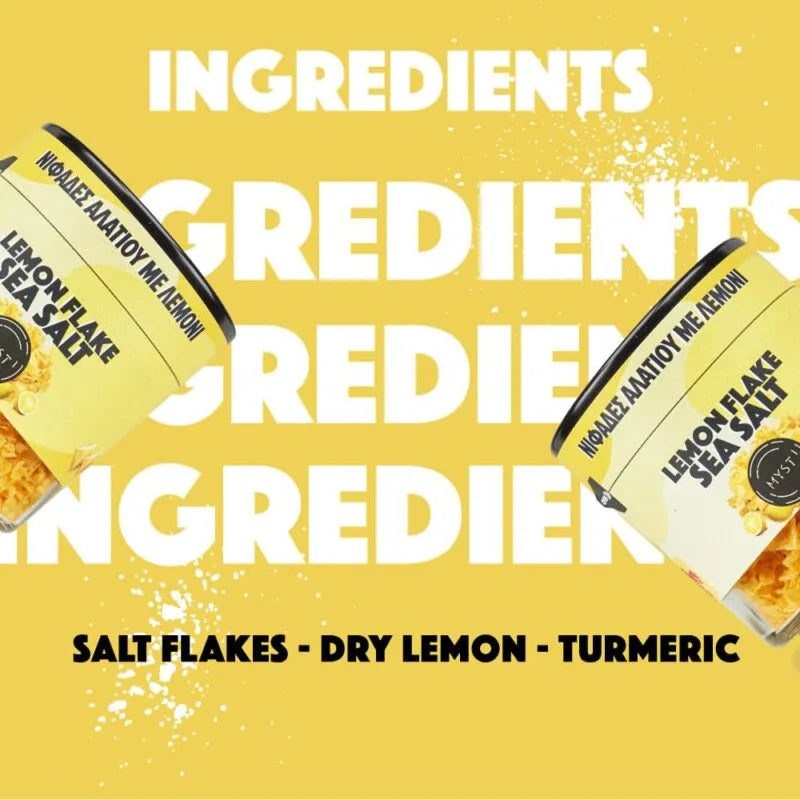 Gula pyramidformade havssaltflingor (Torkad citron)