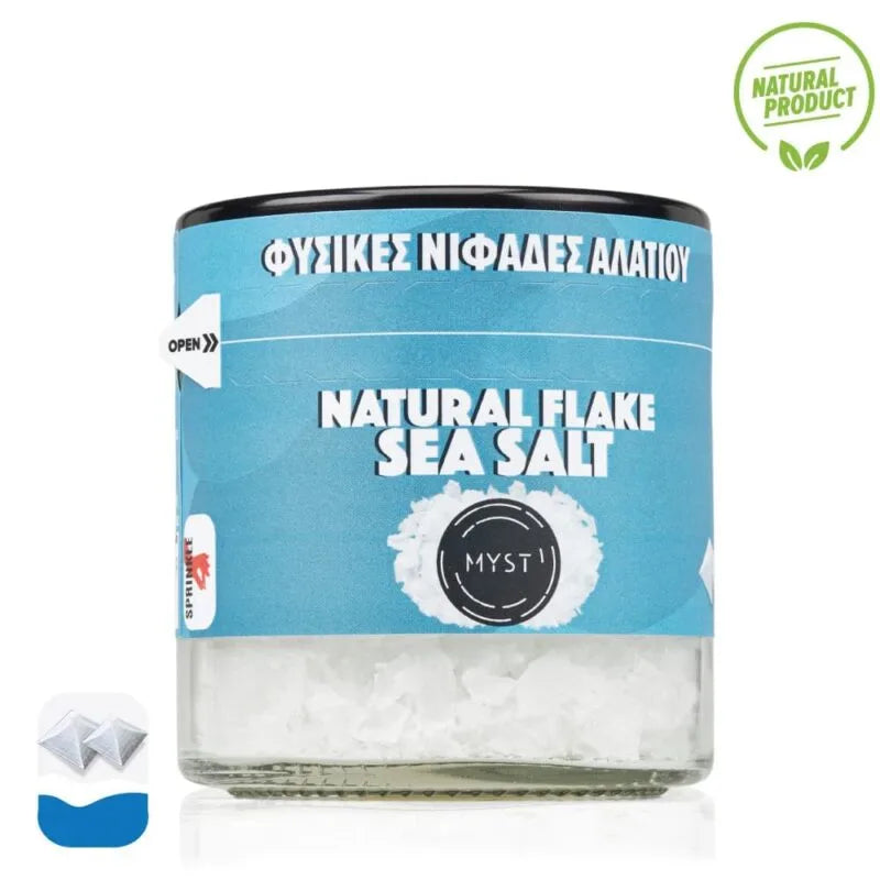 Naturliga pyramidformade havssaltflingor